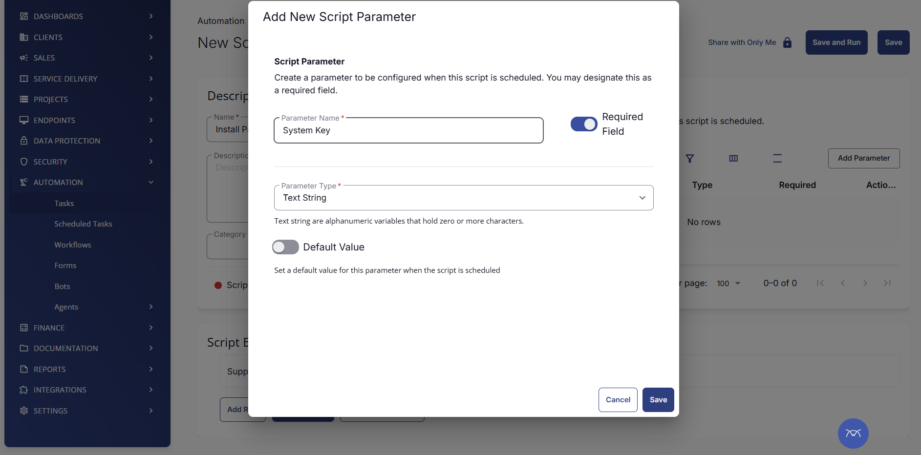 Adding the System Key as a parameter